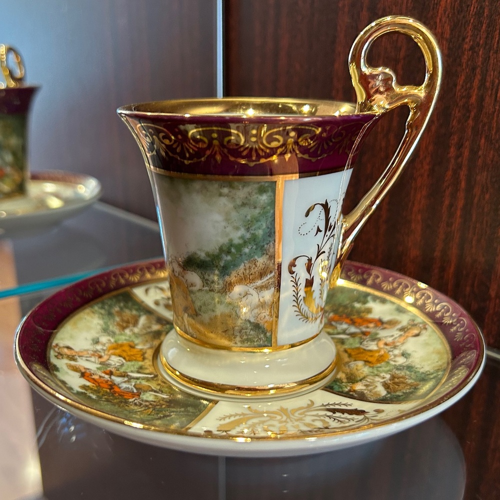 KPM Porcelain Coffee Cup and Saucer Courting Scene